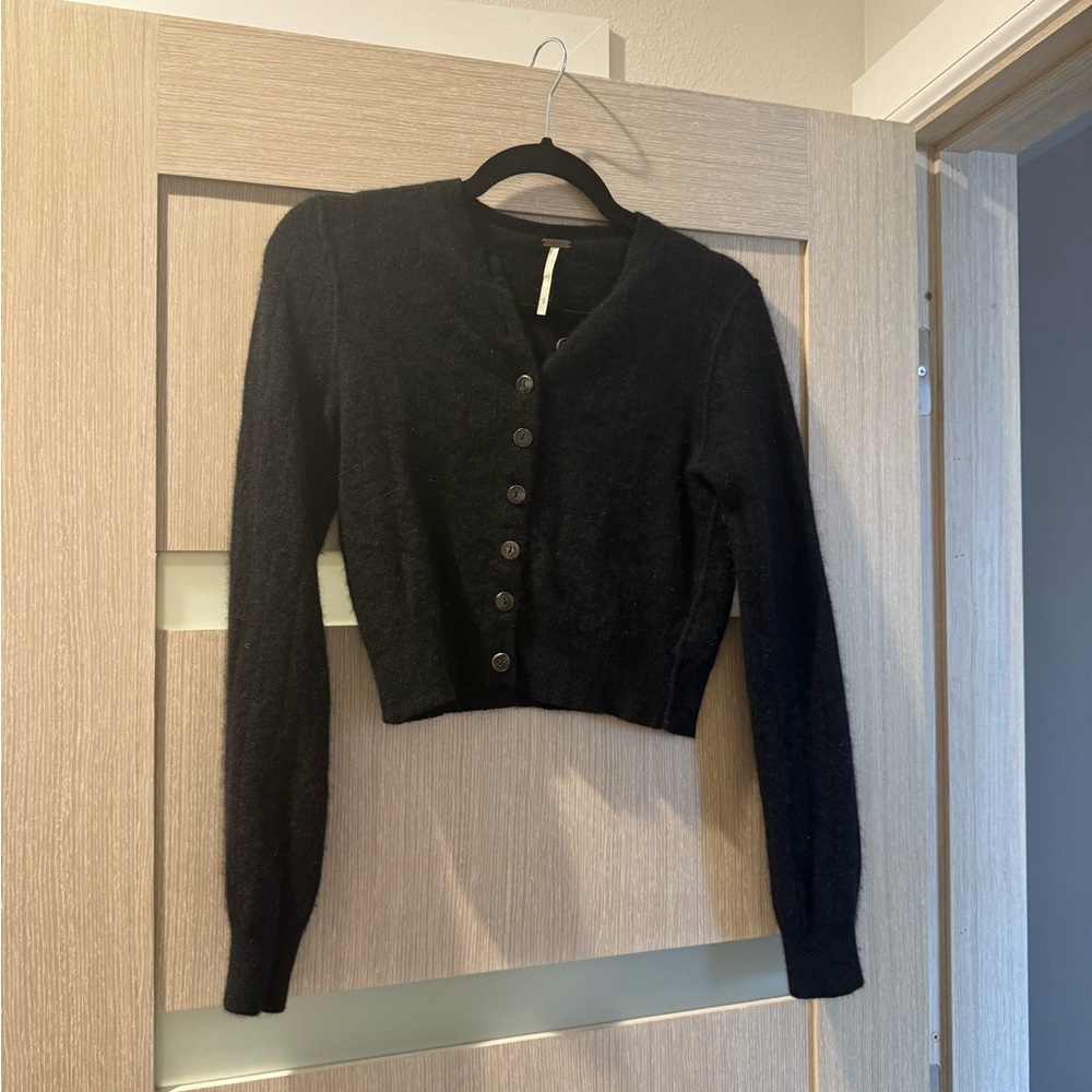 Free People Black Button-Up Women's Sweater